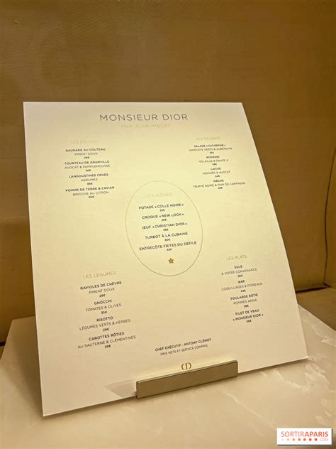 dior paris montaigne menu.